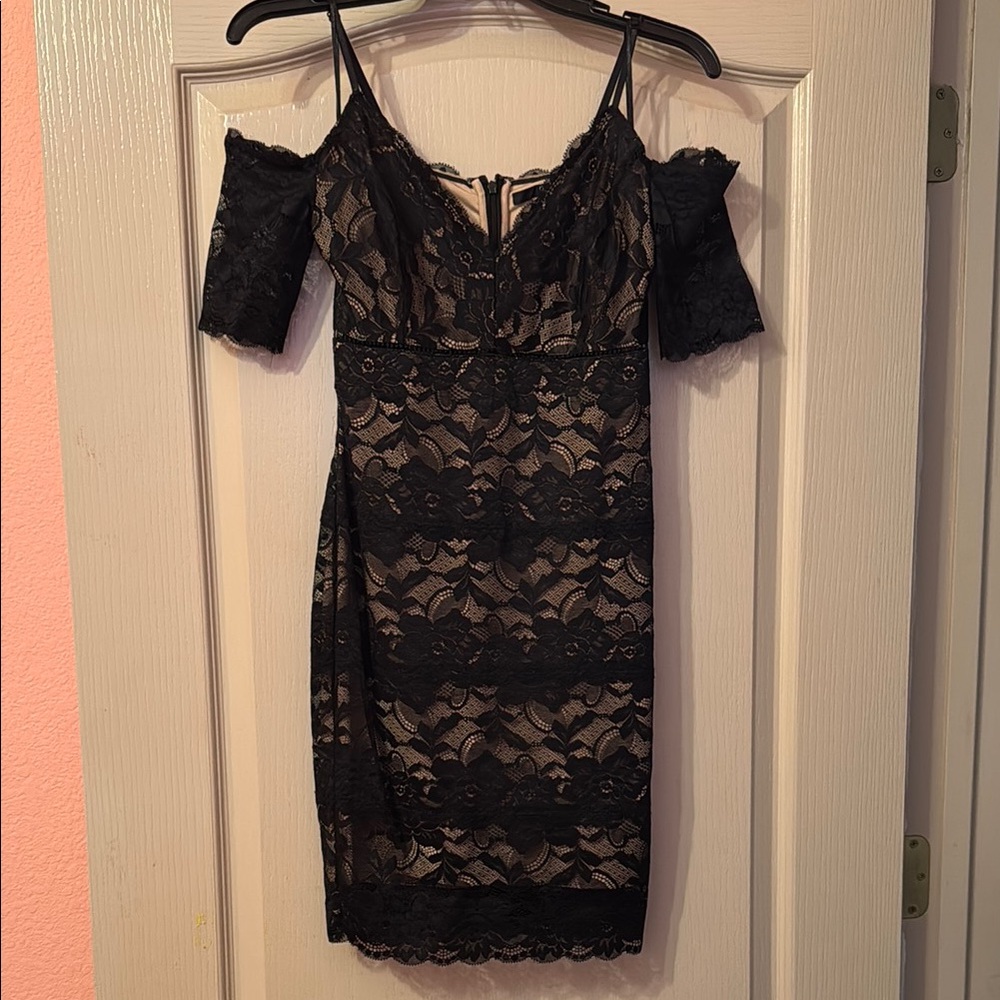 Elegant Black Lace Off-Shoulder Dress